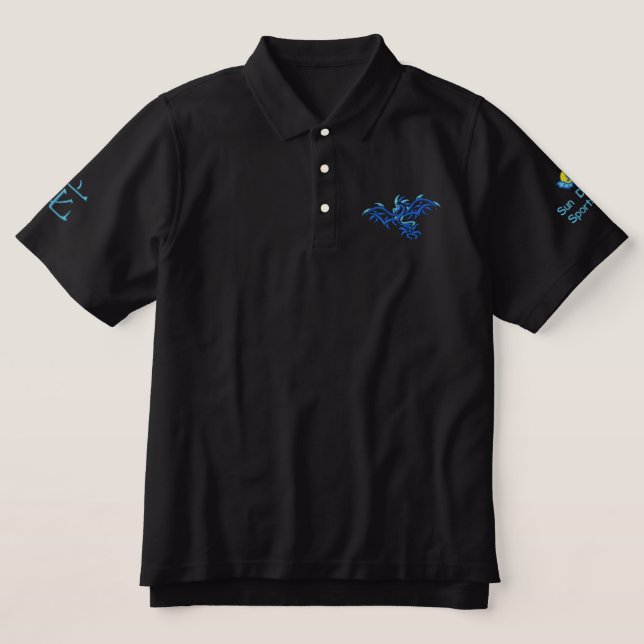 BLUE and BLUE DRAGON Embroidered Polo Shirt (Design Front)