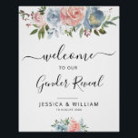 blue and blush flowers baby gender reveal sign<br><div class="desc">Floral baby gender reveal party welcome sign with lovely blue and pink hand painted watercolor flowers.</div>