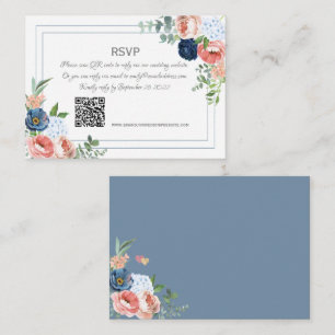 Blue and Blush Roses Note Card
