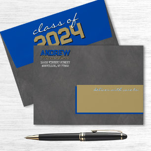 Blue and Bronze Graduation Chalkboard Envelopes