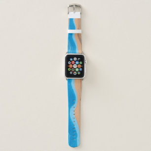 BLUE AND BROWN ABSTRACT PAINTING APPLE WATCH BAND