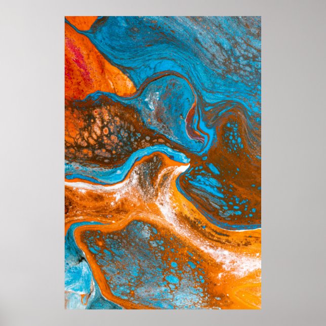 Blue and brown abstract painting poster (Front)