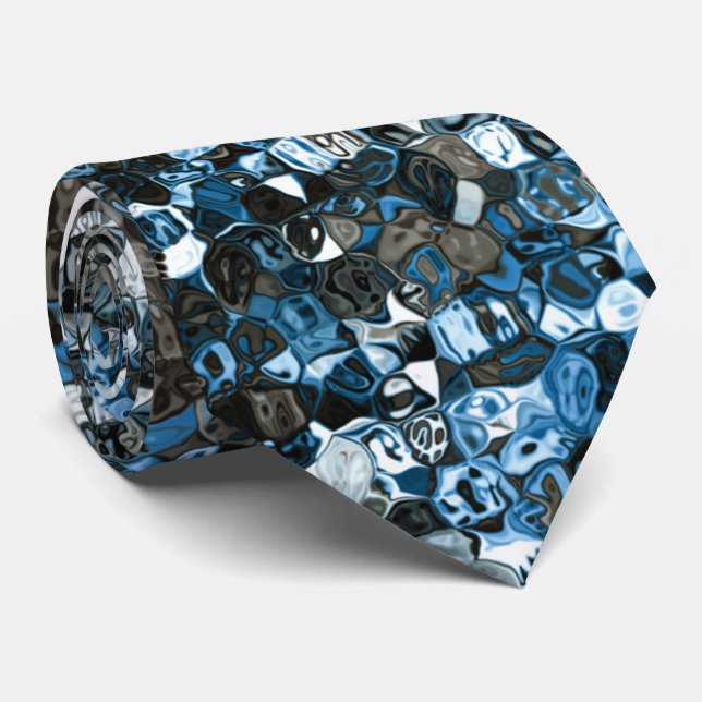 Blue and Brown Abstract Pattern Neck Tie (Rolled)