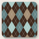 Blue and Brown Argyle Fashion Pattern Coaster