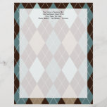 Blue and Brown Argyle Fashion Pattern Letterhead