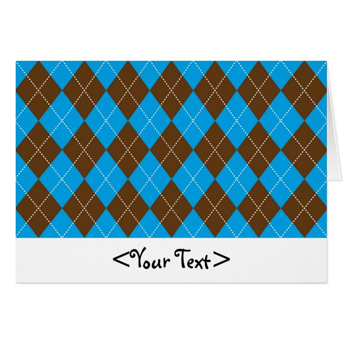 Blue and Brown Argyle Pattern Greeting Card