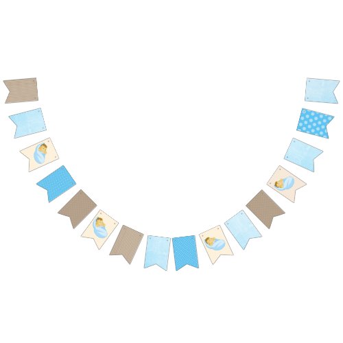 Blue and Brown Baby Boy Baby Shower Party Banner