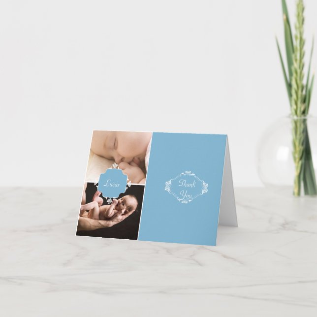 Blue and Brown Baby Giraffe Thank You (Front)