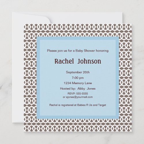 Blue And Brown Baby Shower Invitation