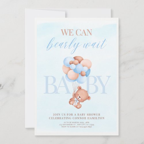 Blue and Brown Baby Shower Invitation