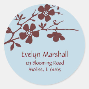 Blue and Brown Blossoms, Address Labels