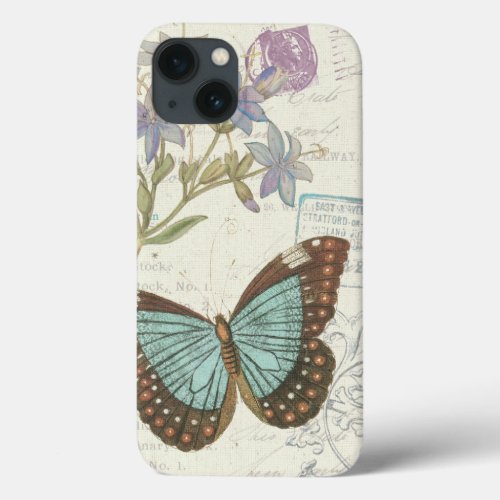 Blue and Brown Butterfly iPhone 13 Case