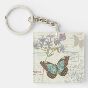 Blue and Brown Butterfly Keychain
