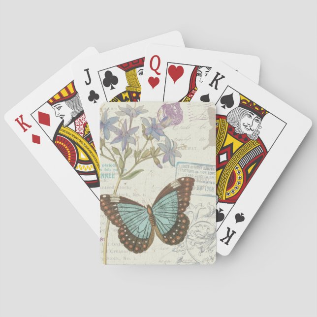 Blue and Brown Butterfly Poker Cards (Back)