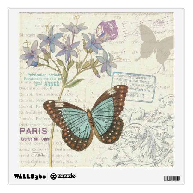 Blue and Brown Butterfly Wall Sticker (Front)
