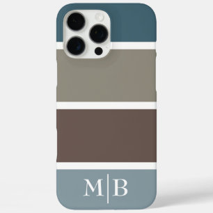 Blue and Brown Color Block With Monogram iPhone 16 Pro Max Case