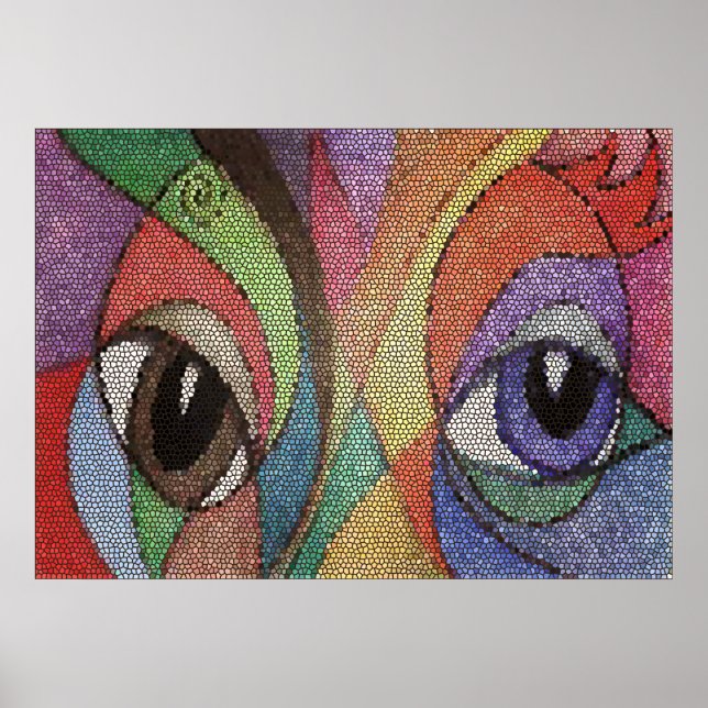 blue and brown eye stained glass fractal poster (Front)