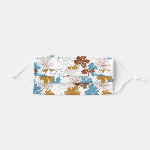 Blue And Brown Failing Leaves Autumn Pattern Adult Cloth Face Mask