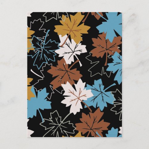 Blue And Brown Failing Leaves Autumn Pattern B Postcard
