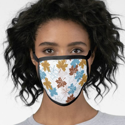 Blue And Brown Failing Leaves Autumn Pattern Face Mask