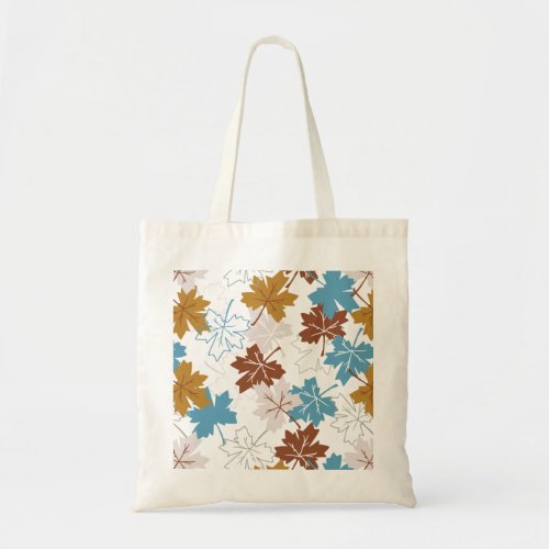 Blue And Brown Failing Maple Leaves Autumn Pattern Tote Bag