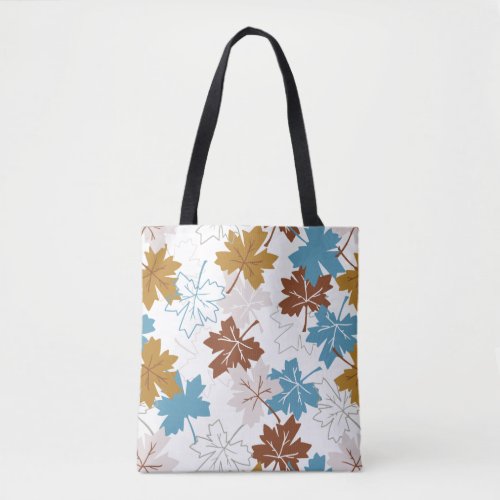 Blue And Brown Failing Maple Leaves Autumn Pattern Tote Bag