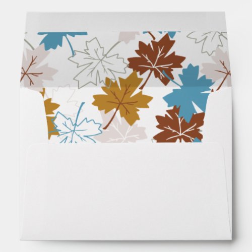 Blue And Brown Falling Maple Leaves Autumn Pattern Envelope