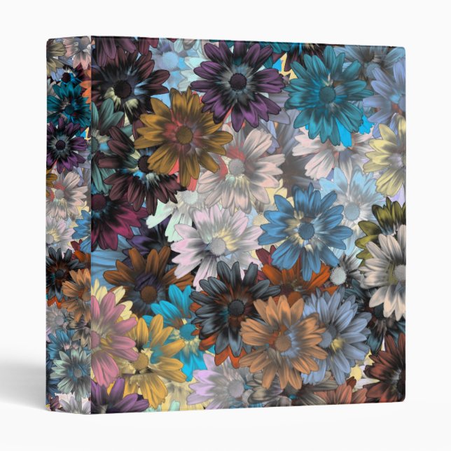 Blue and brown floral 3 ring binder (Front/Spine)