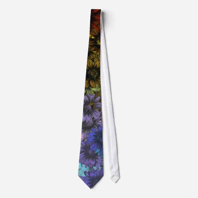 Blue and brown floral neck tie (Front)