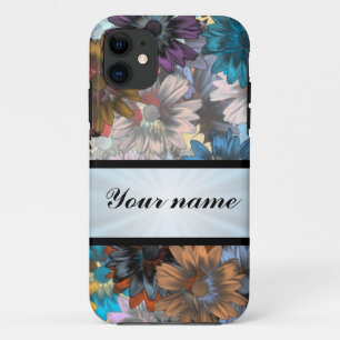 Blue and brown floral pattern iPhone 11 case