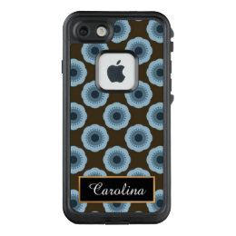 Blue and Brown Floral Pattern,  Personalized LifeProof FRĒ iPhone 7 Case