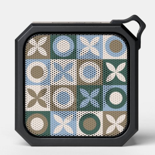 Blue and Brown Geometric Tile Mosaic Pattern Bluetooth Speaker