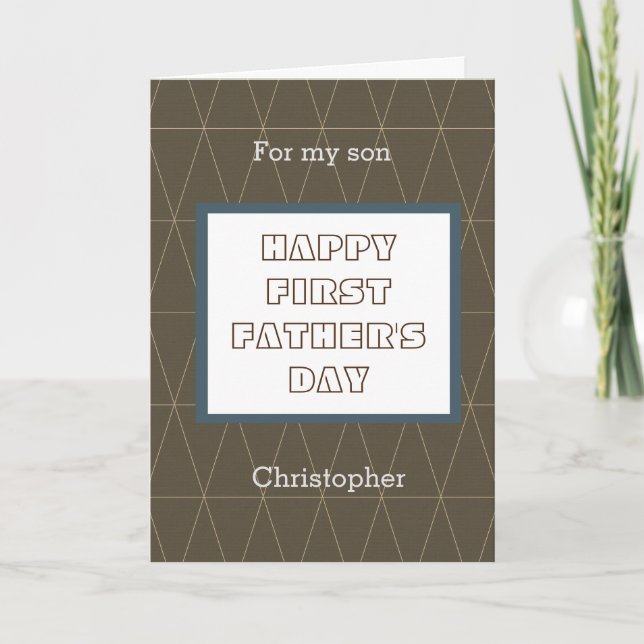 Blue and Brown Happy 1st Father's Day Son Card (Front)