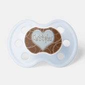 Blue and Brown Heart Personalized Pacifier (Front)