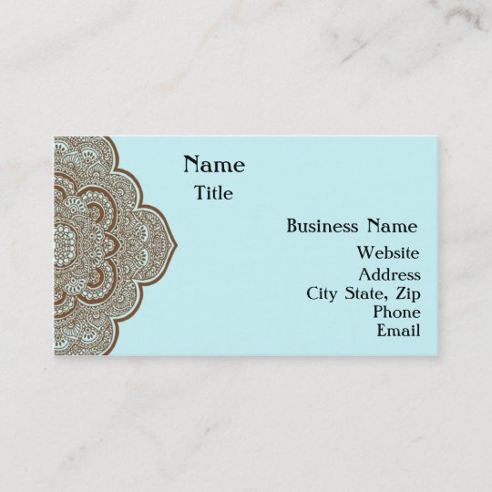 Blue And Brown Henna Business Card