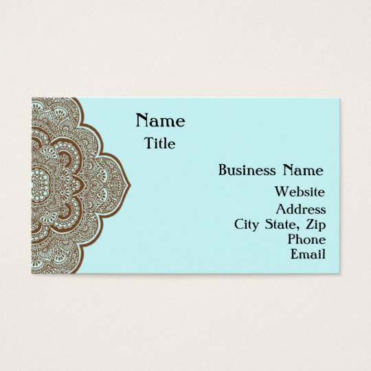 Blue and Brown Henna Business Card