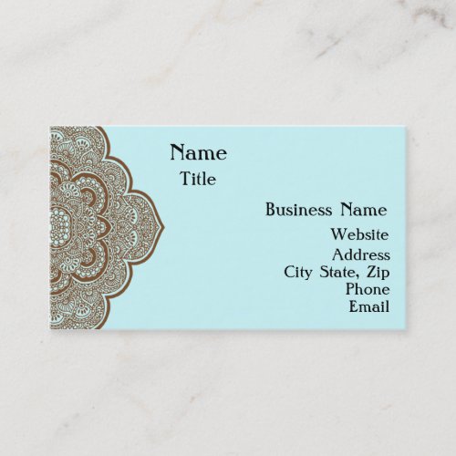 Blue and Brown Henna Business Card