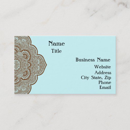 Customizable Blue and Brown Henna Business Card