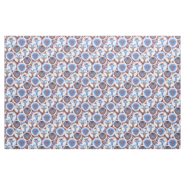 Blue and Brown  Hipster Goats -  GetYerGoat™ Fabric (Fat Quarter)