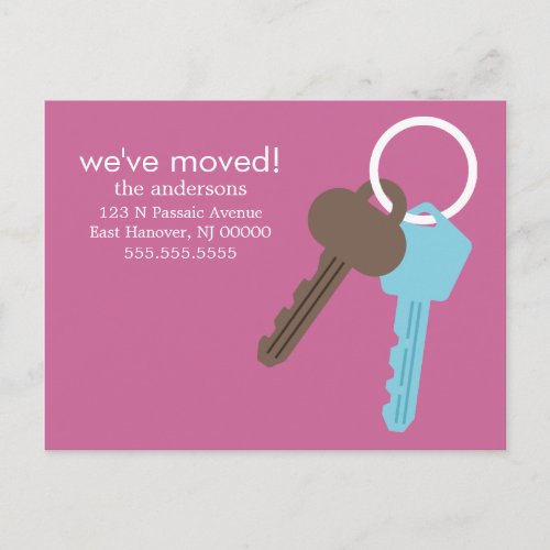 Blue and Brown House Keys Moving Announcements