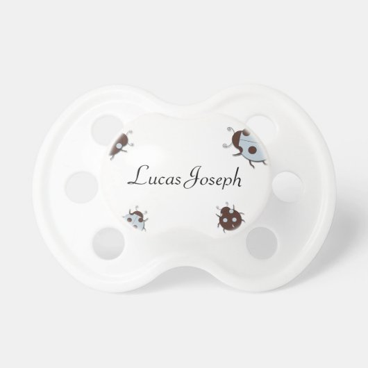 Blue and Brown Ladybug Baby Pacifier (Front)