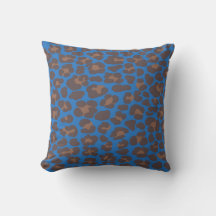 Blue and Brown Leopard Print Outdoor Pillow | Mode