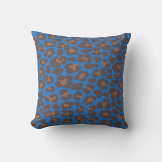 Blue and Brown Leopard Print Outdoor Pillow | Mode