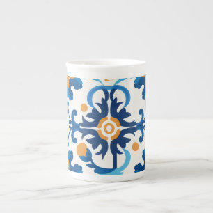Blue and Brown Milk Jug Bone China Mug