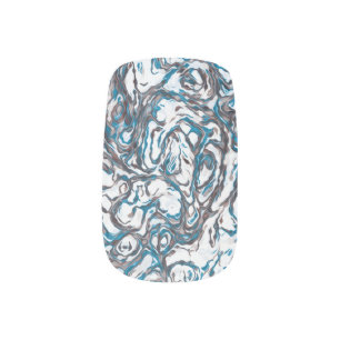 Blue and Brown Minx Nail Art
