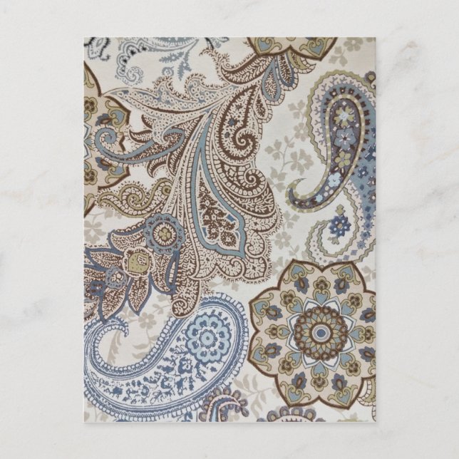 Blue and Brown Paisley Pattern Postcard (Front)