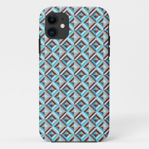 Blue and Brown Patchwork Quilt  iPhone 11 Case