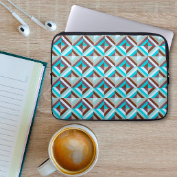 Blue and Brown Patchwork Quilt Laptop Sleeve
