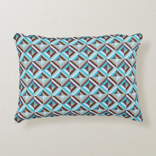 Blue and Brown Patchwork Quilt Pattern Accent Pillow