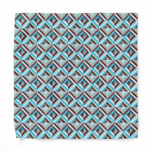 Blue and Brown Patchwork Quilt Pattern Bandana